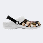 Moth Floral Mushroom Print - Removable Fur Lined Slippers/Sandals