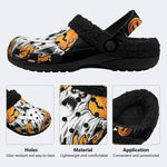 Gothic Ghost Pumpkin Bat Halloween - Fur Lined Slippers/Sandals