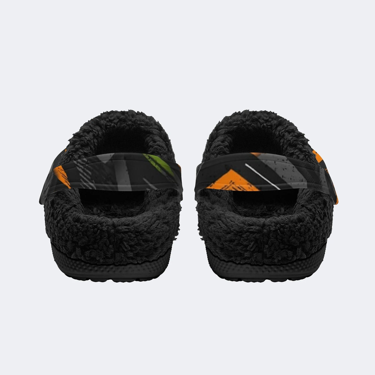 Dark Orange Brush Print - Fur Lined Slippers/Sandals