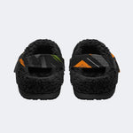 Dark Orange Brush Print - Fur Lined Slippers/Sandals