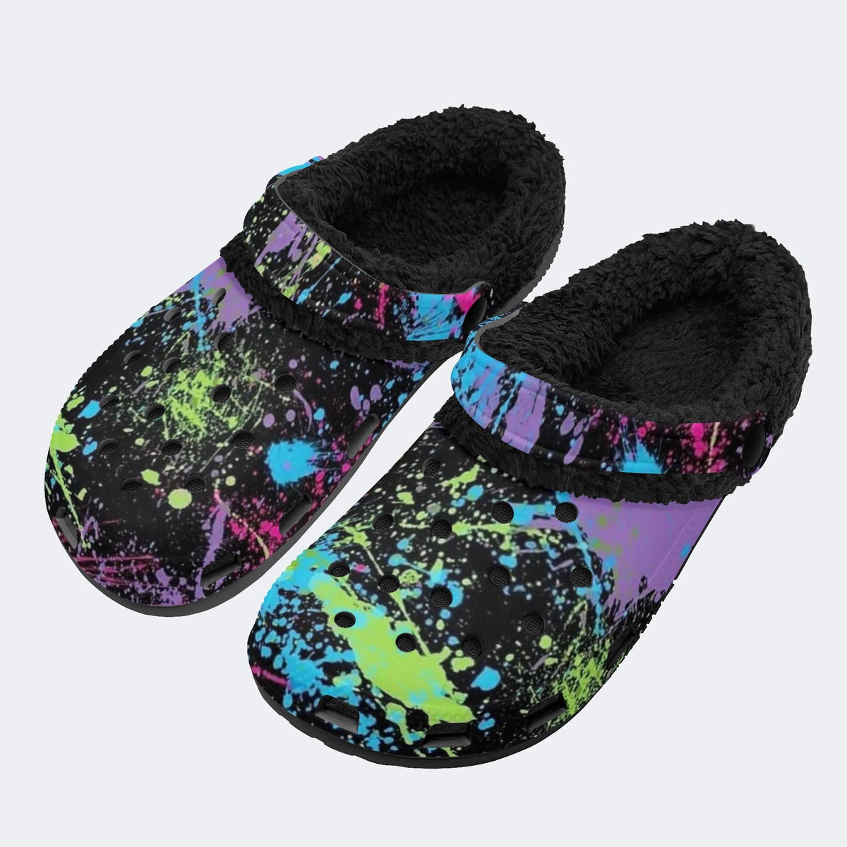 Colorful Splash Graffiti - Fur Lined Slippers/Sandals
