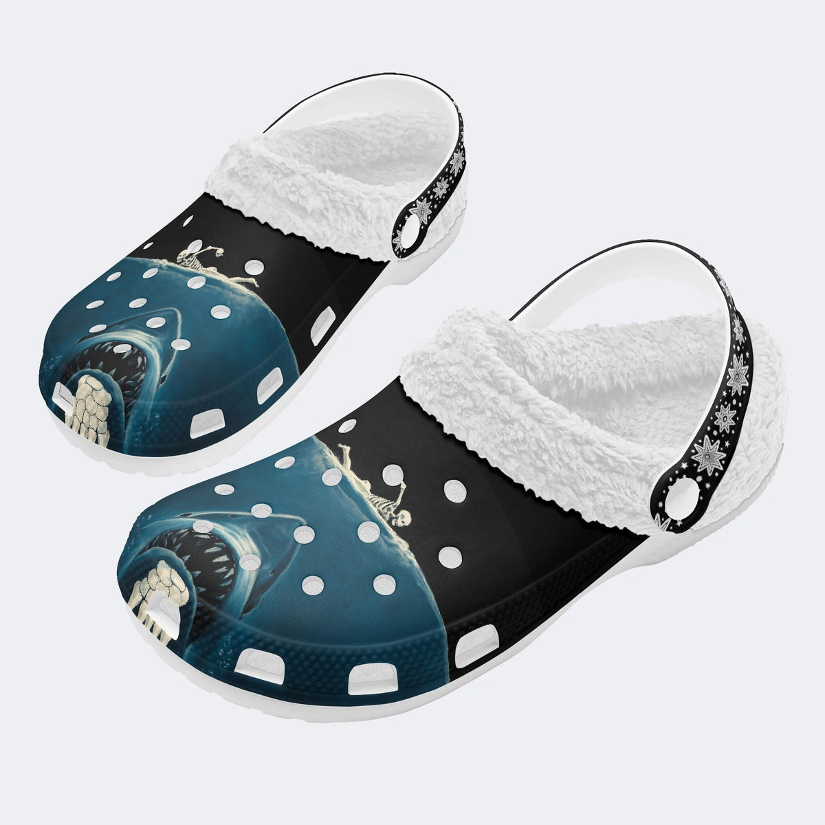 Shark And Skull - Fur Lined Slippers/Sandals