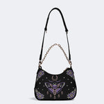 Purple Death Moth Print - Leather Crossbody Bag