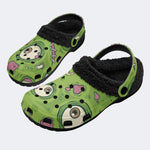 Cartoon Zombie Face - Fur Lined Slippers/Sandals