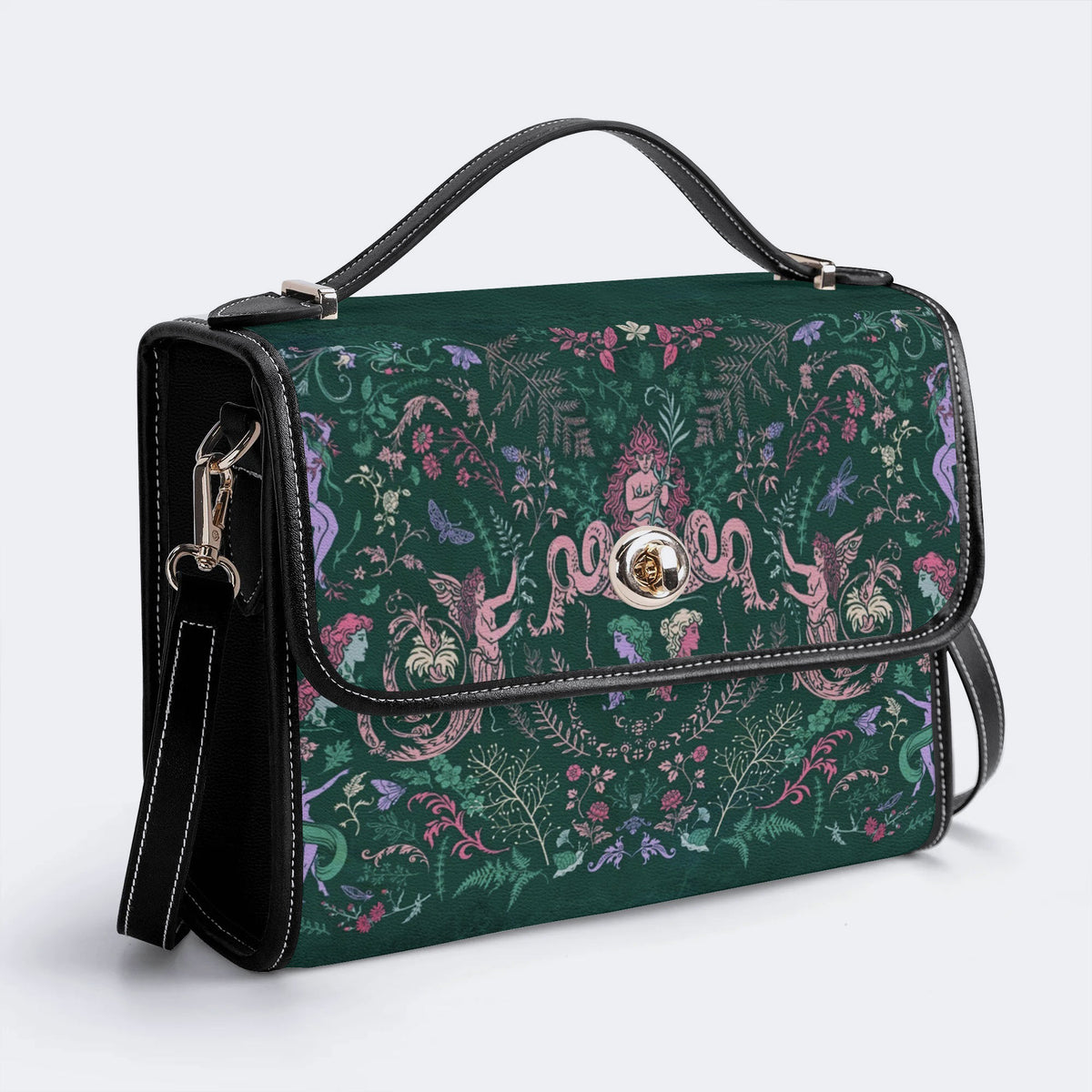 Wildflower Fairy Print - Leather Satchel Bag