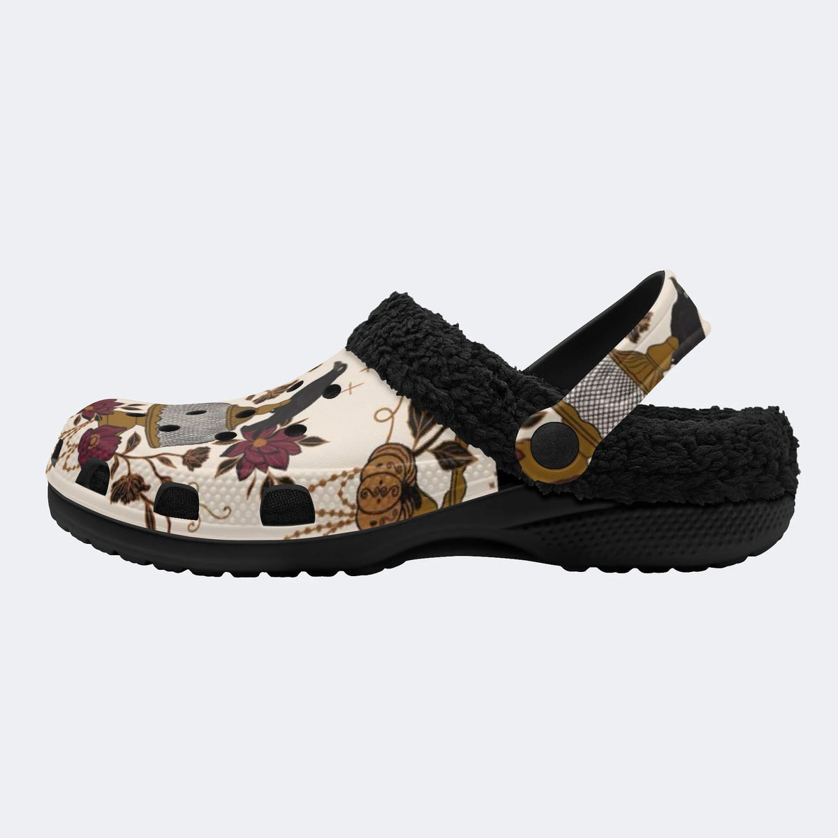 Spooky Fall Raven‑Fur Lined Slippers Sandals
