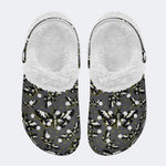 Surreal Death Moth Print- Fur Lined Slippers