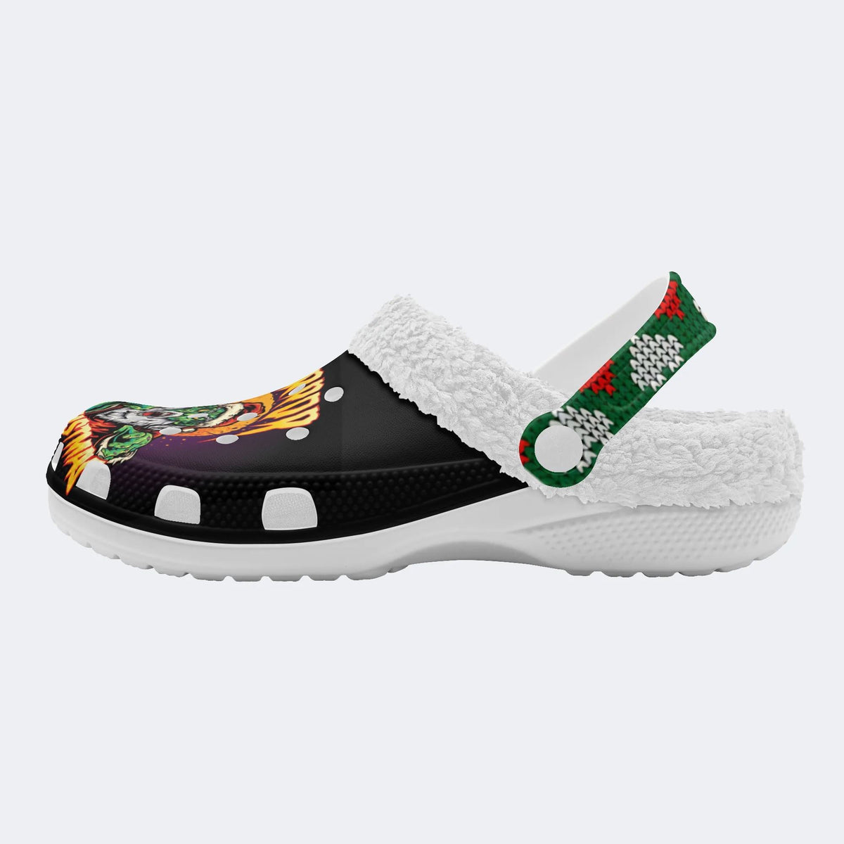 Horror Zombie Santa Claus Print - Fur Lined Slippers/Sandals