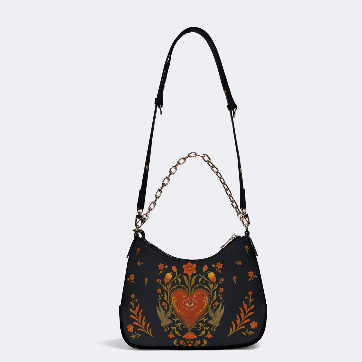 Heart Eyes Print - Leather Crossbody Bag