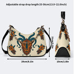 Four-horned Sheep Head Print - Leather Crossbody Bag