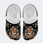 Skull Owl Print - Fur Lined Slippers/Sandals