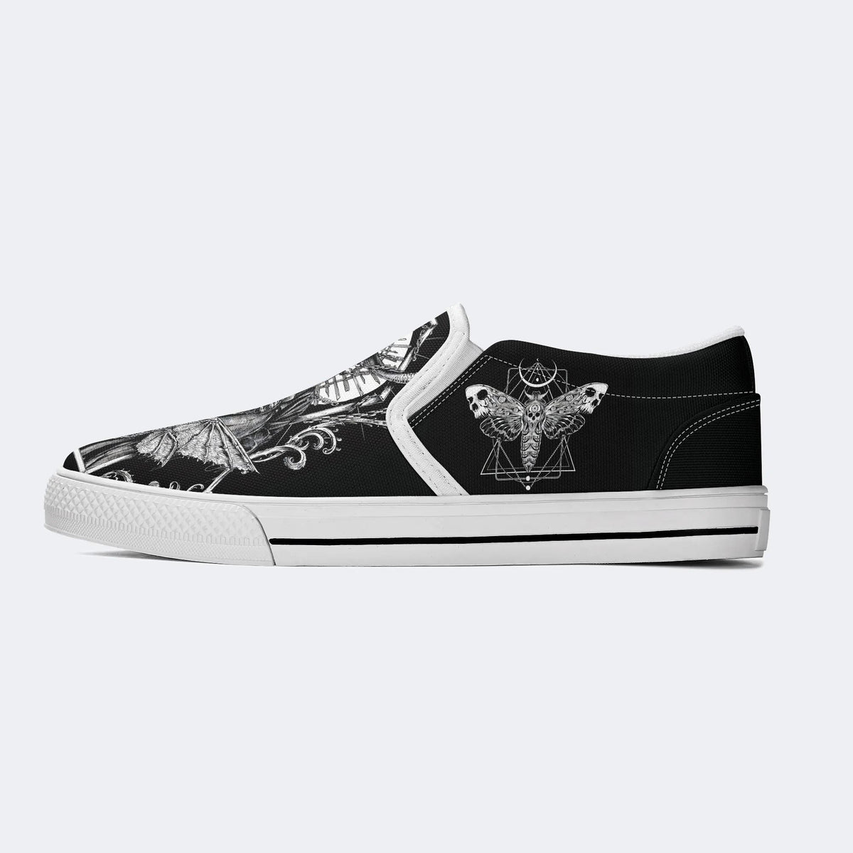 Surreal Death Moth&Skull - Slip On Shoes