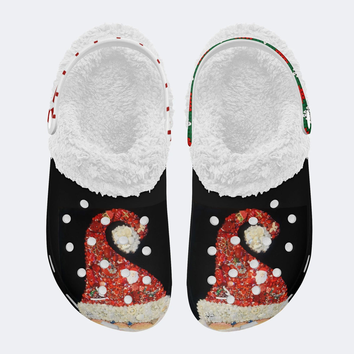 Funny Santa Claus Print - Fur Lined Slippers/Sandals