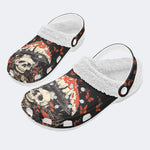 Poisonous Mushrooms&Skull Print - Fur Lined Slippers/Sandals