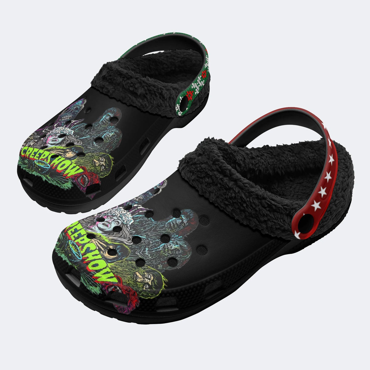 Horror Movie Vintage Print - Fur Lined Slippers/Sandals