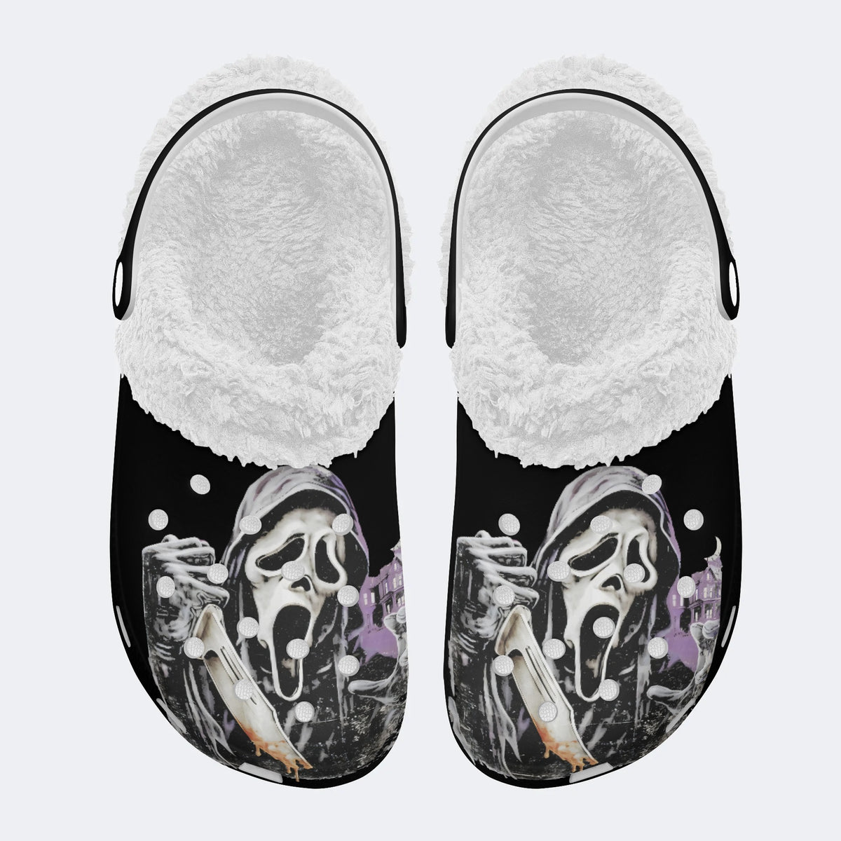 Personalized Horror Ghostface Name - Fur Lined Slippers