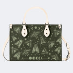 Moths In The Night Sky - Leather Handbag