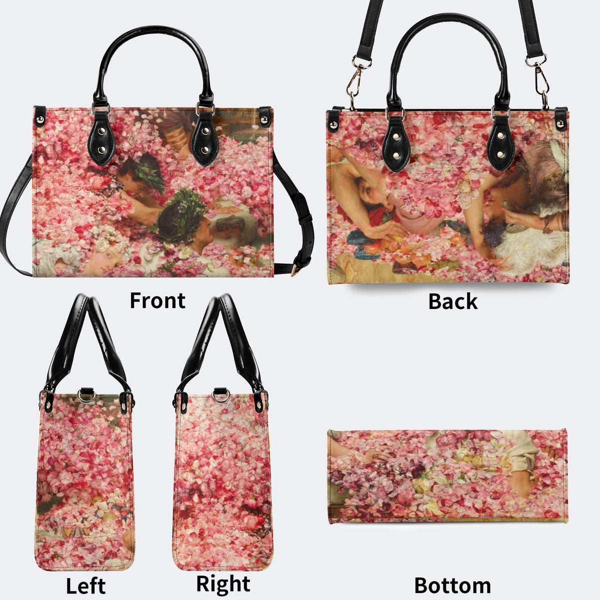 Roses of Heliogabal Print - Leather Handbag
