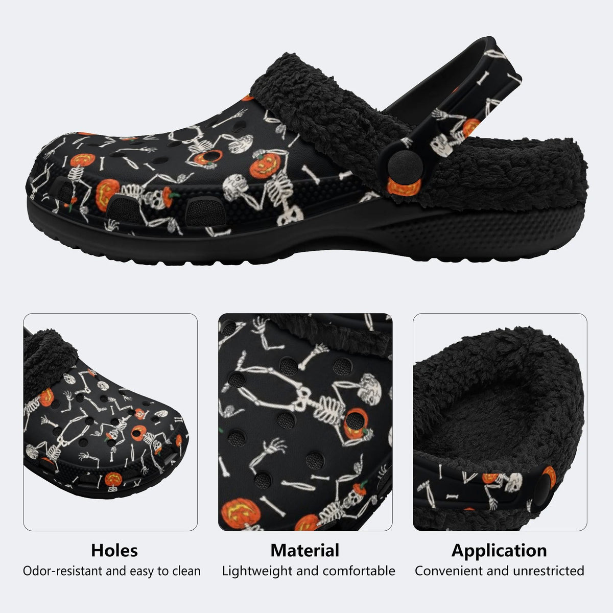 Gothmas Spooky Skeletons - Fur Lined Slippers/Sandals