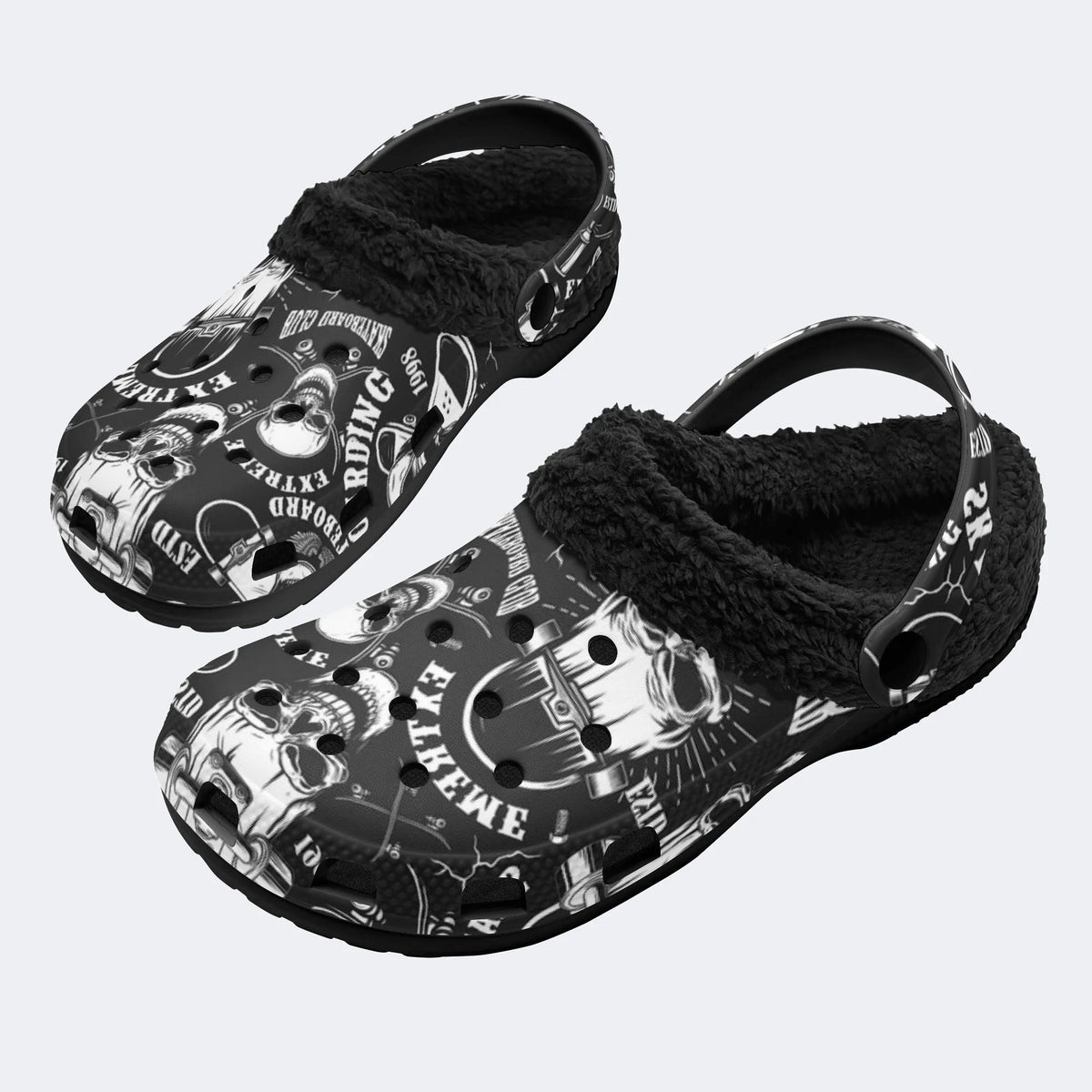 Gothic Punk Skate Art - Fur Lined Slippers/Sandals