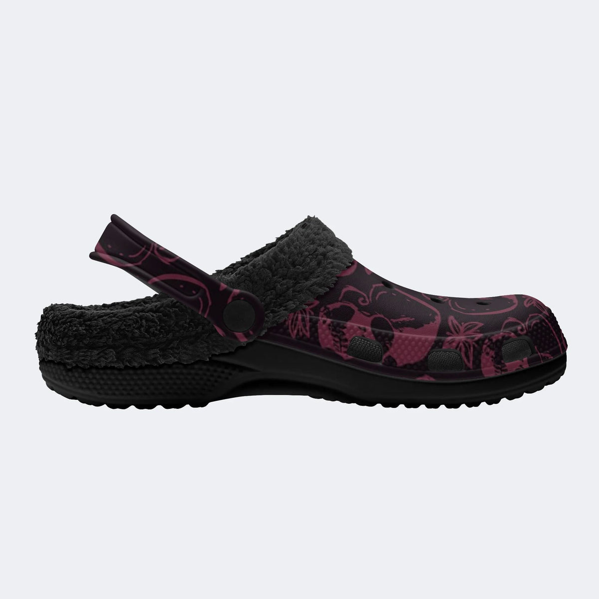 Moody Red Gothic Skulls - Fur Lined Slippers/Sandals