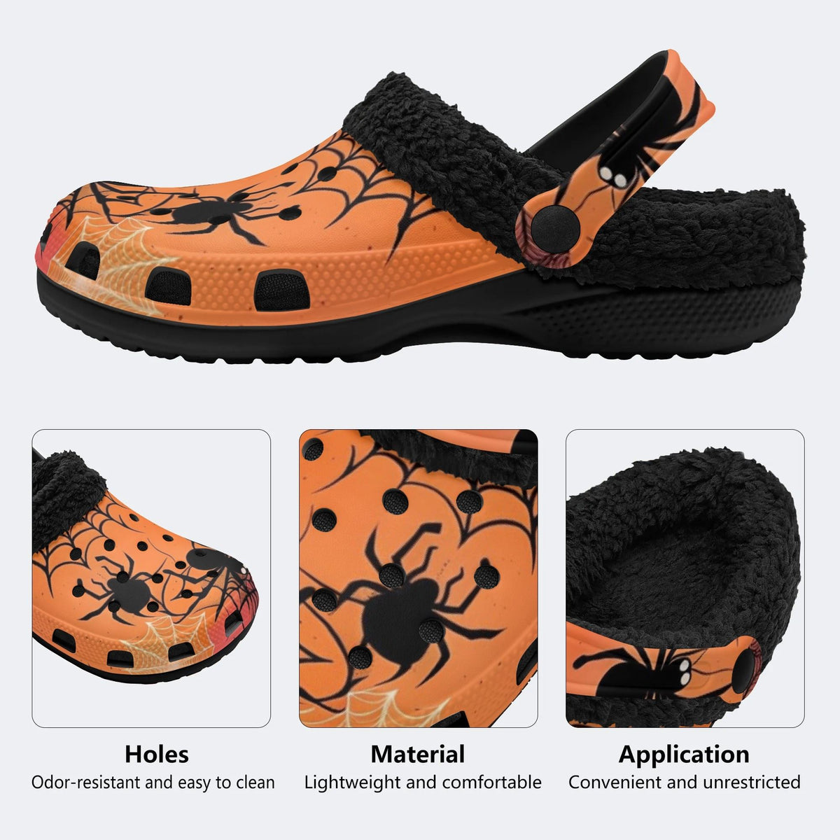 Halloween Spider - Fur Lined Slippers/Sandals