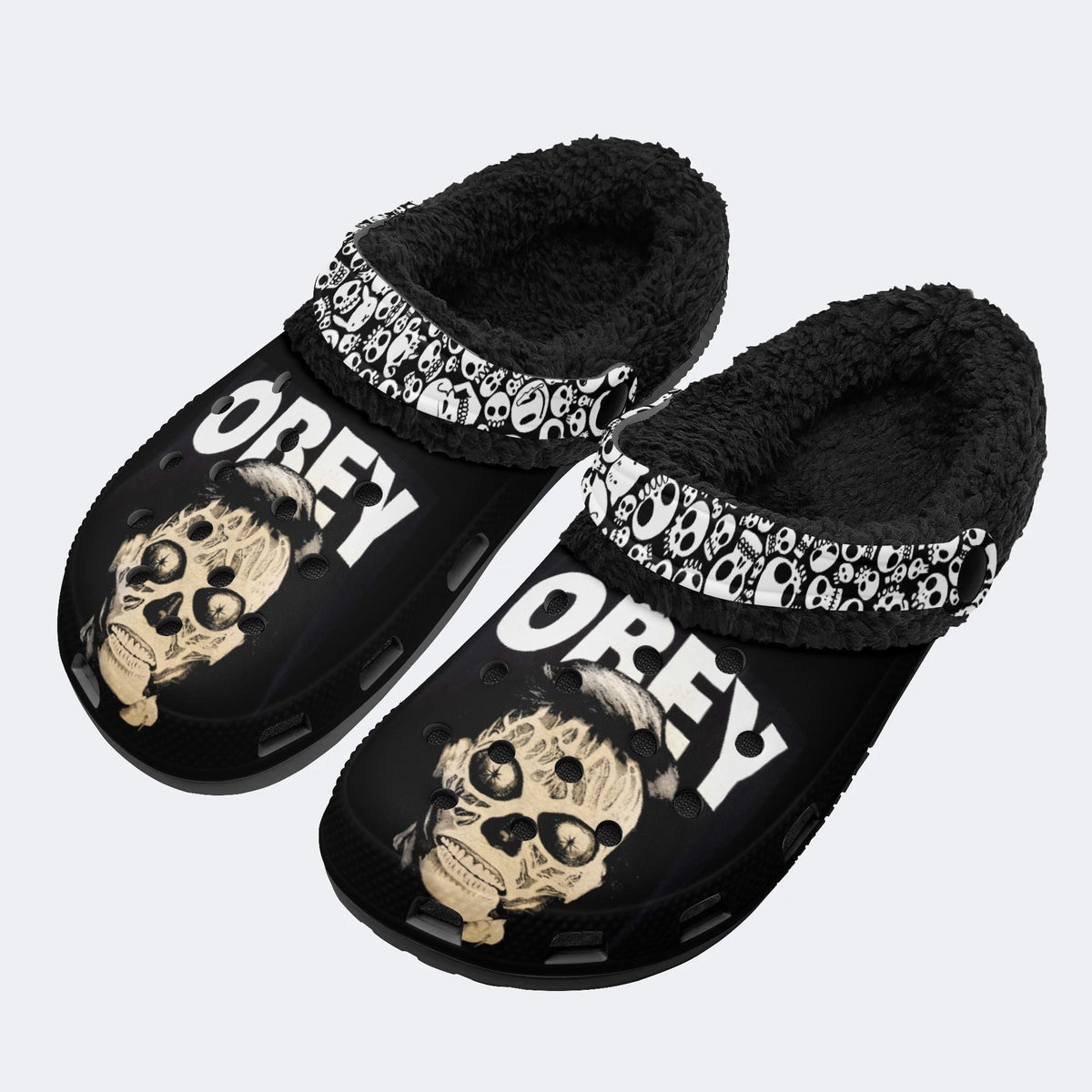 They Live Obey Print - Fur Lined Slippers/Sandals