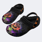 Halloween Horror Night Print - Fur Lined Slippers/Sandals