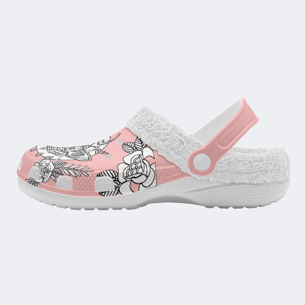 Death Moth Funny Print - Colorable Fur Lined Slippers/Sandals