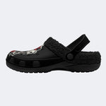 Gothic Smoke Rose - Fur Lined Slippers/Sandals