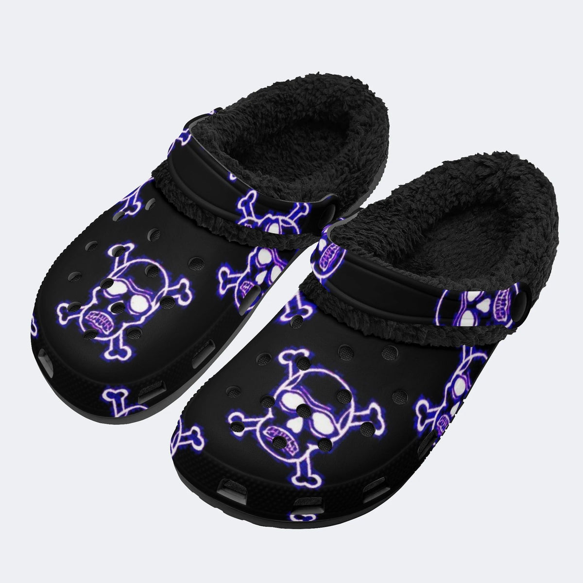 Neon Skulls - Fur Lined Slippers/Sandals