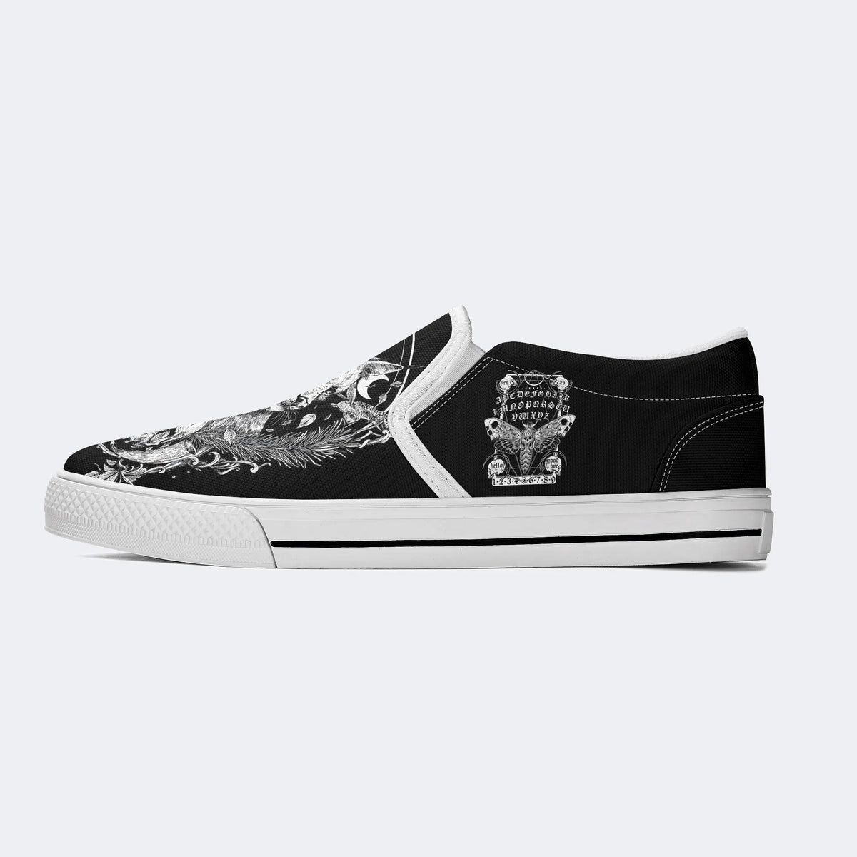 Unisex Moon&Leaf&Cat&Skull Print - Slip On Shoes