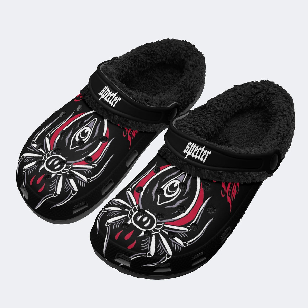 Gothic Specter Spider - Fur Lined Slippers/Sandals