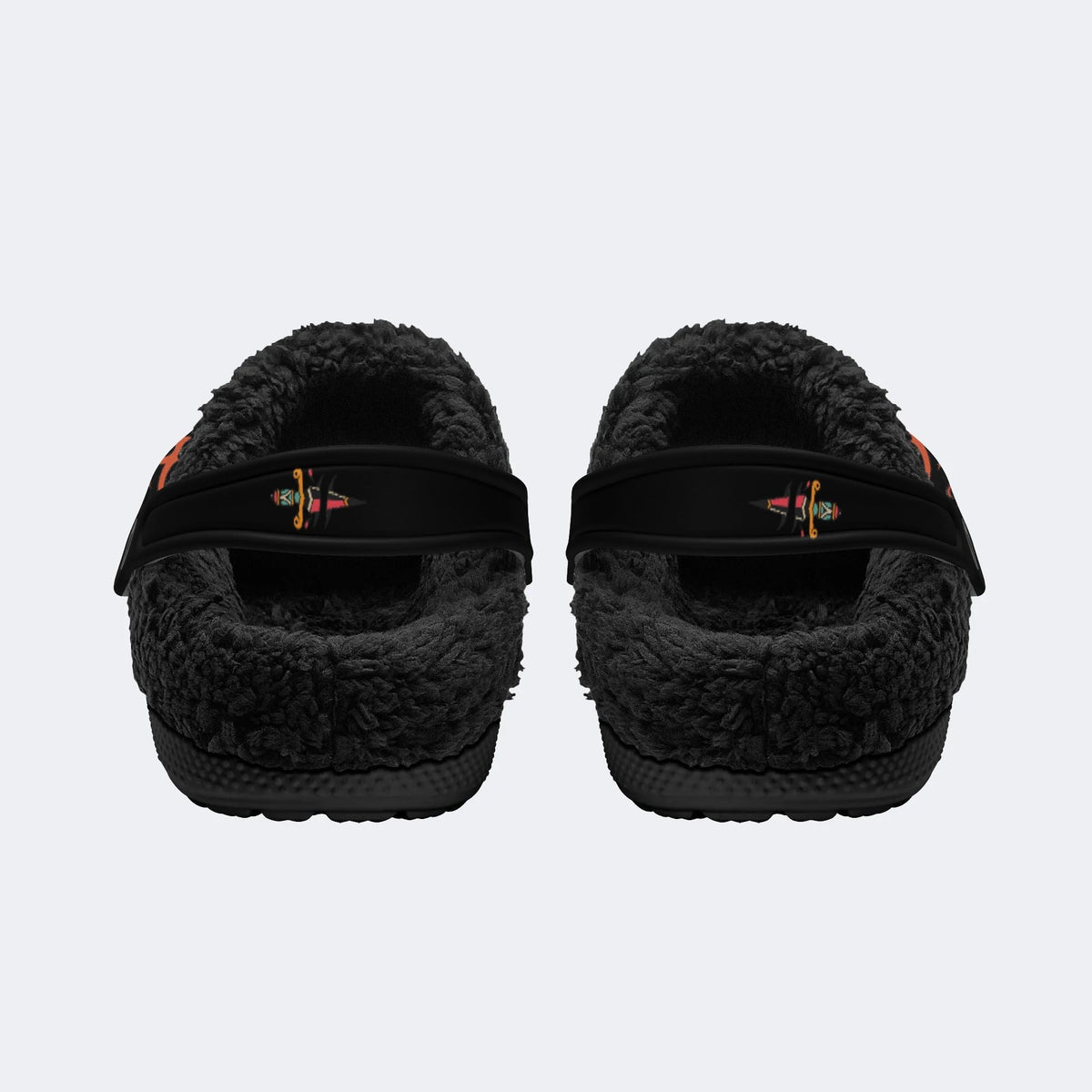 Horror Devil Print - Fur Lined Slippers/Sandals