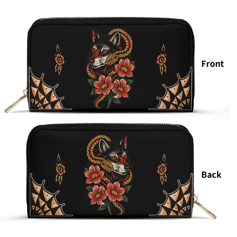 Wolf And Snake Print Leather Wallet Factory Direct Sales