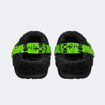 Green Skull Doodle - Fur Lined Slippers/Sandals