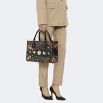 Starry Sky Over Flowers - Leather Handbag