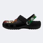 Horror Santa Claus Ghostface Print - Fur Lined Slippers/Sandals