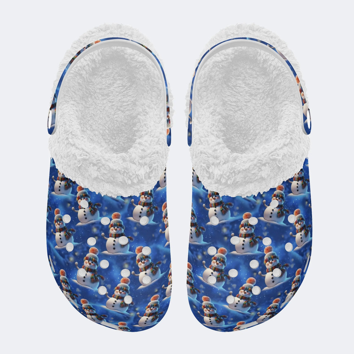 Fun Snowman Print - Fur Lined Slippers/Sandals