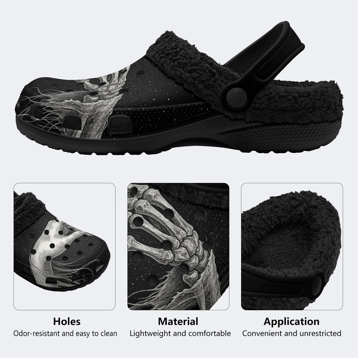 Spooky Bone Hand - Fur Lined Slippers/Sandals