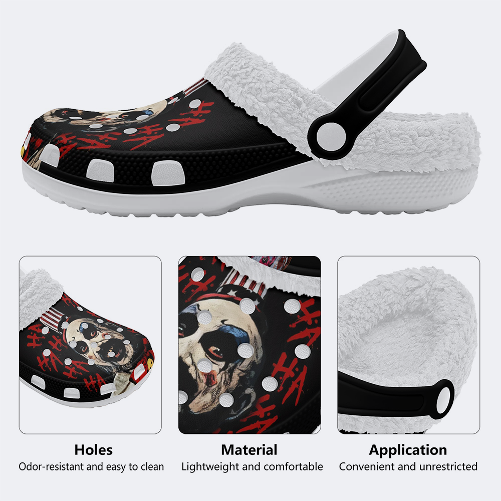 Horror Print - Fur Lined Slippers/Sandals