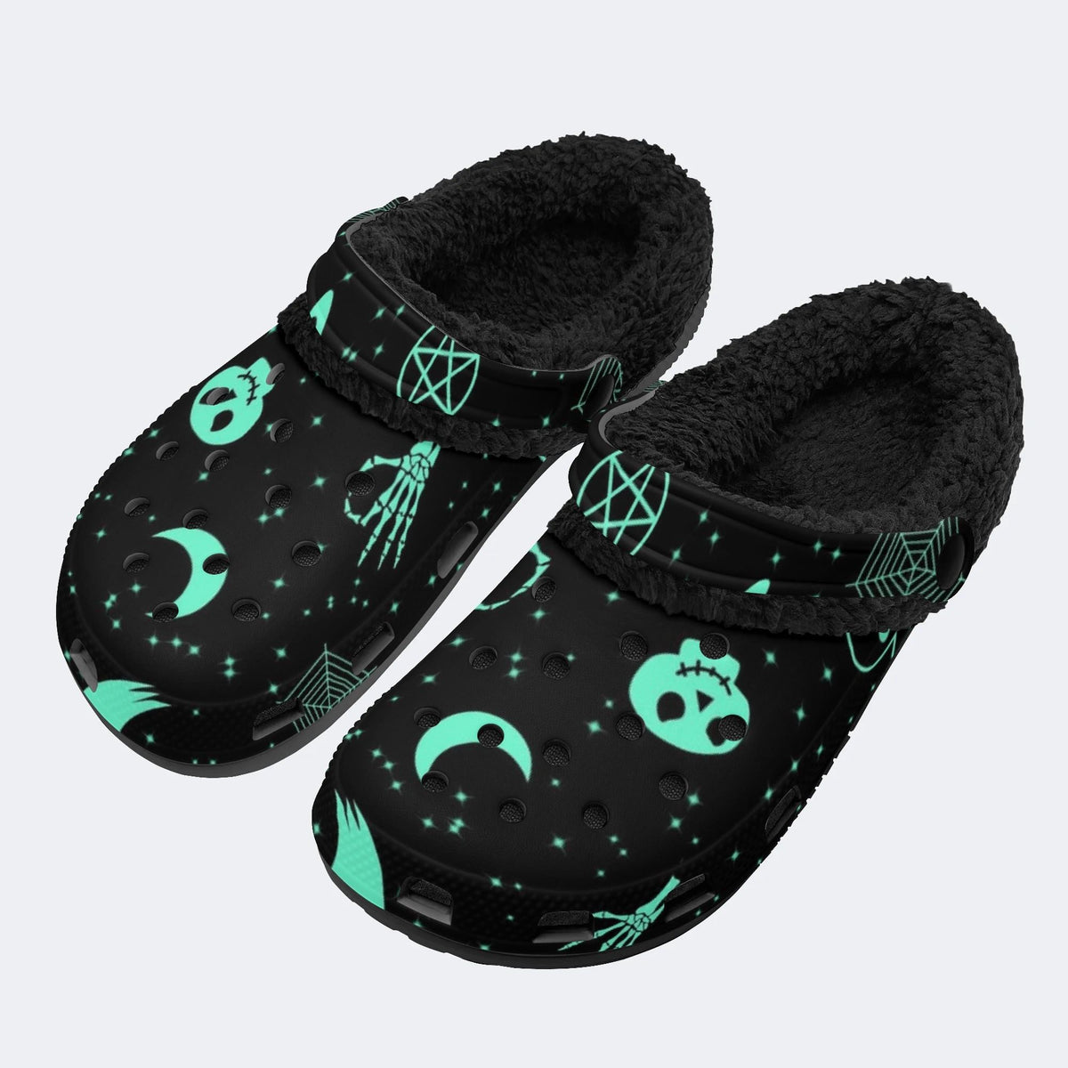 Spooky Glow Skull - Fur Lined Slippers/Sandals