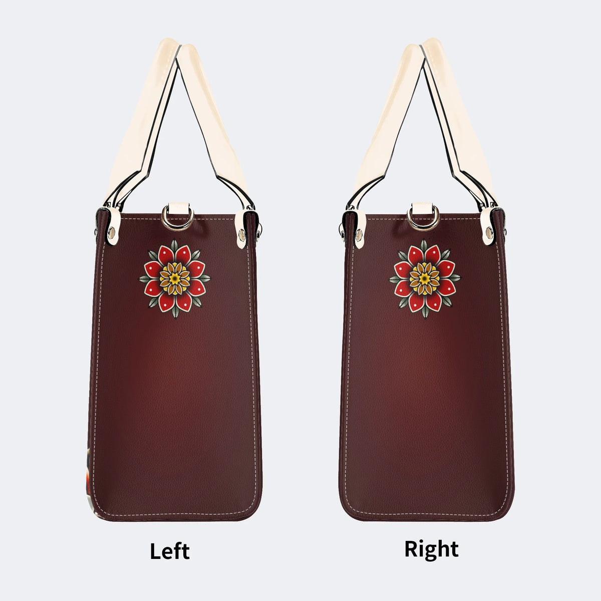 Vintage Smiling Sun Print - Leather Handbag