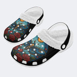 Death Moth Print - Fur Lined Slippers/Sandals