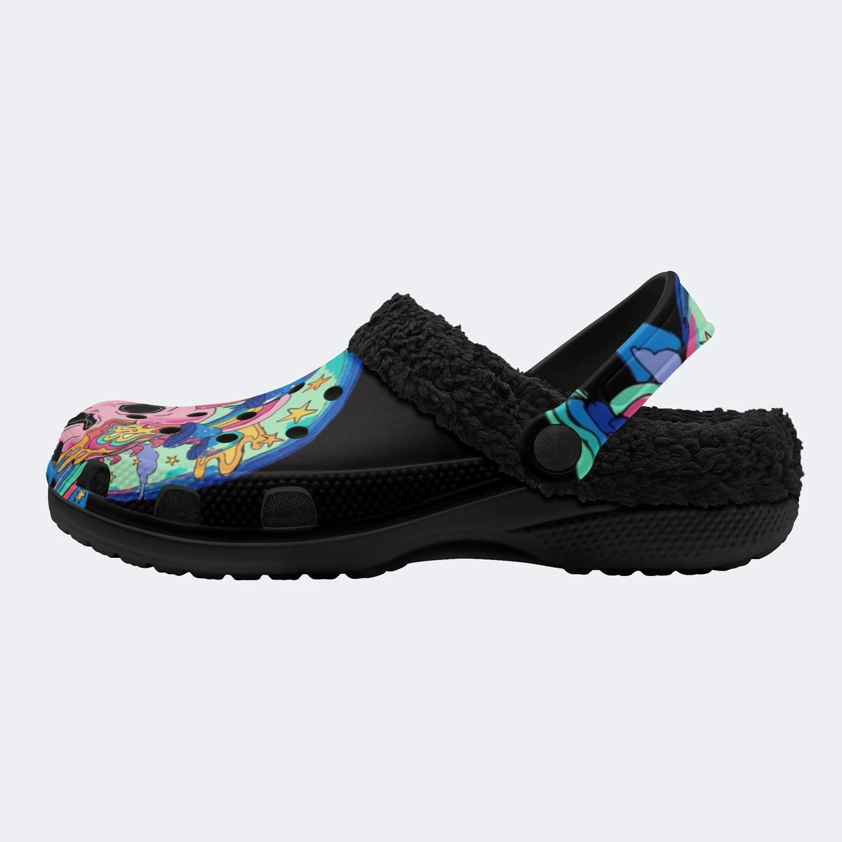 Trippy Skull - Fur Lined Slippers/Sandals