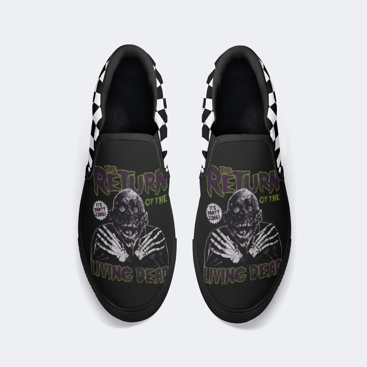 Horror Skull Graphic Print - Slip On Shoes