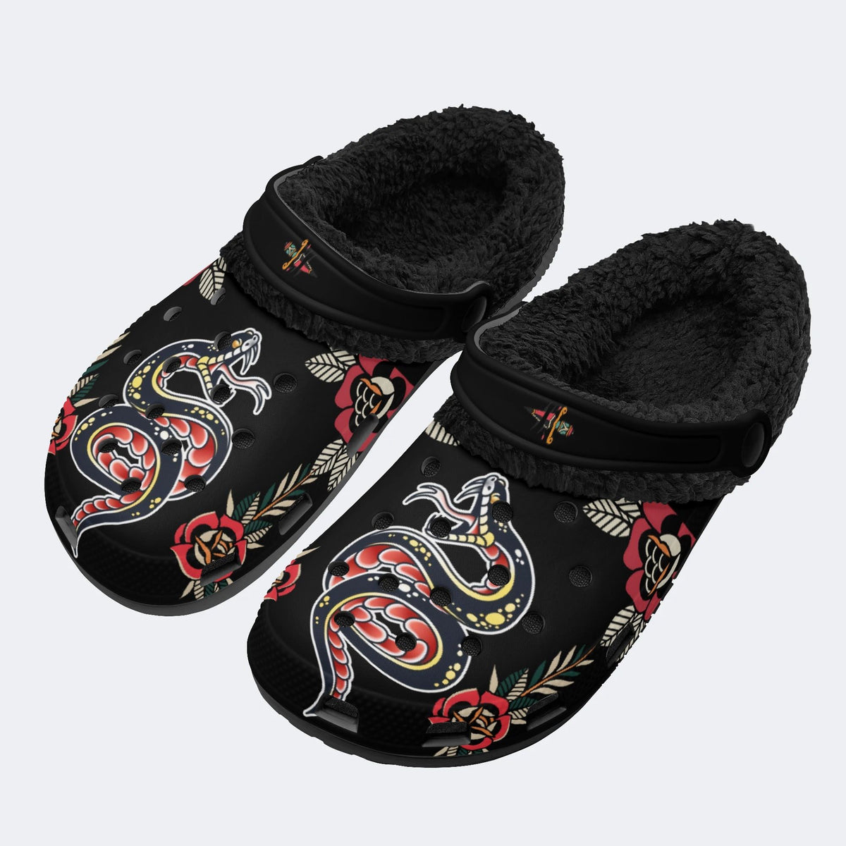 Snake Art Print - Fur Lined Slippers/Sandals