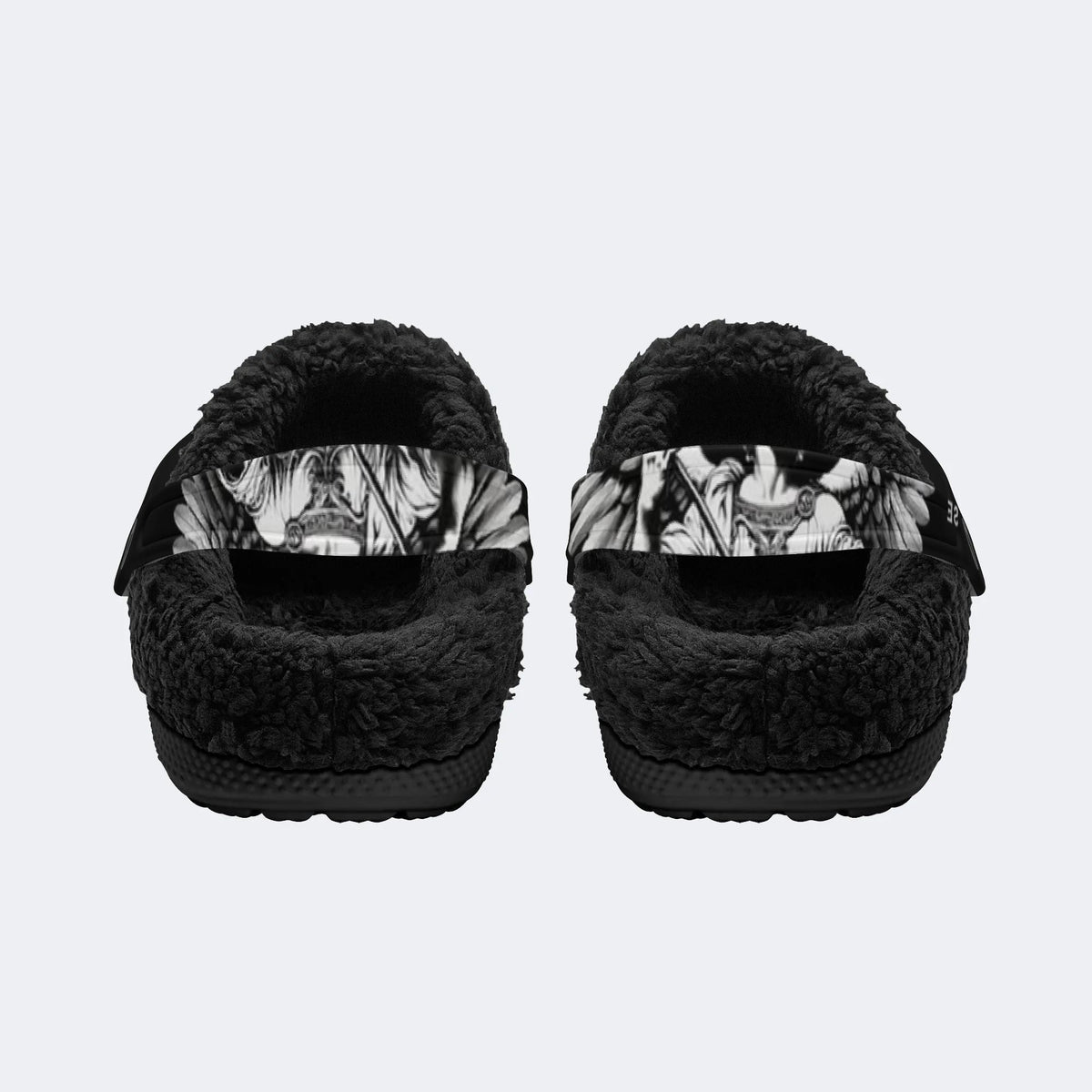 Dark Winged Angel Art - Fur Lined Slippers/Sandals