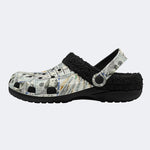 Unisex Papers Print - Fur Lined Slippers/Sandals