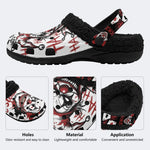 Gothic Evil Clown Playing Cards Blood Splatter - Fur Lined Slippers/Sandals